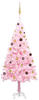 vidaXL Künstlicher Weihnachtsbaum mit LEDs & Schmuck Rosa 180 cm PVC