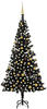 vidaXL Künstlicher Weihnachtsbaum mit LEDs & Schmuck Schwarz 240cm PVC