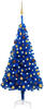 vidaXL Künstlicher Weihnachtsbaum mit LEDs & Kugeln Blau 150 cm PVC