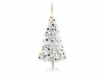 vidaXL Künstlicher Weihnachtsbaum mit LEDs & Kugeln Silbern 180cm PET