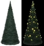 vidaXL K&uuml;nstlicher Pop-Up-Weihnachtsbaum mit Beleuchtung Gr&uuml;n 210 cm