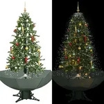 vidaXL Schneiender Weihnachtsbaum mit Schirmfu&szlig; Gr&uuml;n 170 cm