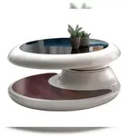 SalesFever Couchtisch rund | 360 Grad drehbar | Fiberglas | B 90 x T 90 x H 42...