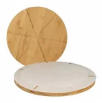 Relaxdays Pizzabrett Bambus 2er Set, runde Pizzateller 33 cm &Oslash;, inkl. Backpapier,