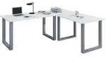VCM Schreibtisch Lona Silber / Wei&szlig; H. 76 x B. 130 x T. 130 cm