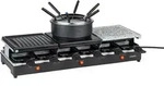 Klarstein Fonduelette XL 3-in-1 Raclettegrill Fondue Naturstein 1650W 12 Pers Schwarz