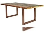 SIT M&ouml;bel Esstisch 200 cm | Tischplatte 40 mm Altholz bunt | Kufen-Gestell Stahl