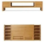 Relaxdays Monitorst&auml;nder, Bildschirmst&auml;nder aus Bambus, 14 F&auml;cher, ergonomischer