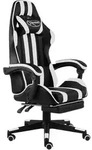vidaXL Gaming-Stuhl mit Fu&szlig;st&uuml;tze Schwarz und Wei&szlig; Kunstleder