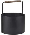 Blomus Holzkorb ASHI Kaminholzkorb Brennholzkorb &Oslash; 35cm Metall mit Holzgriff schwarz