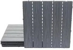 Mendler WPC Bodenfliese HWC-E21, Holzoptik Balkon/Terrasse, 3D-Struktur linear