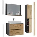 VCM Badm&ouml;bel Waschtisch Lendas Anthrazit / Honig-Eiche H. 150 x B. 80 x T. 51 cm