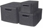 Curver Aufbewahrungsboxen mit Deckel Style 3 Stk. S+M+L Anthrazit