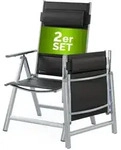 CASARIA&reg; Alu Gartenst&uuml;hle 2er Set Gepolstert 8-Fach Verstellbar Silber