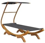 vidaXL Loungebett mit Dach 100x190x134 cm Bugholz Massiv Anthrazit
