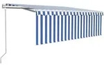 vidaXL Markise Automatisch mit Rollo LED Windsensor 4x3 m Blau & Wei&szlig;