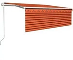 vidaXL Markise Automatisch mit Rollo LED Windsensor 4x3 m Orange Braun