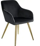 tectake Esszimmerstuhl Marilyn Samtoptik, goldene Stuhlbeine Schwarz/Gold