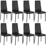 tectake Esszimmerst&uuml;hle, Kunstleder mit Glitzersteinen - 8er Set schwarz