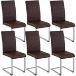 tectake Schwingst&uuml;hle, Kunstleder - 6er Set braun