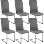 tectake Schwingst&uuml;hle, Kunstleder - 6er Set grau