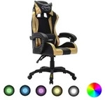 vidaXL Gaming-Stuhl mit RGB LED-Leuchten Gold und Schwarz Kunstleder