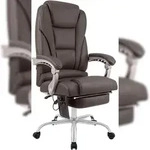 CLP B&uuml;rostuhl Pacific mit Massagefunktion Echtleder HBT: 118x69x64 cm braun