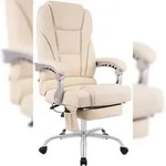 CLP B&uuml;rostuhl Pacific mit Massagefunktion Echtleder HBT: 118x69x64 cm creme
