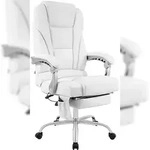 CLP B&uuml;rostuhl Pacific mit Massagefunktion Echtleder HBT: 118x69x64 cm wei&szlig;