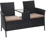 Mendler Poly-Rattan Sitzbank mit Tisch HWC-E24, Gartenbank Sitzgruppe...