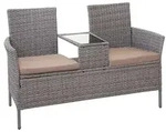 Mendler Poly-Rattan Sitzbank mit Tisch HWC-E24, Gartenbank Sitzgruppe Gartensofa,
