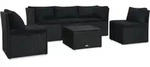 vidaXL 4-tlg. Garten-Lounge-Set mit Auflagen Poly Rattan Schwarz
