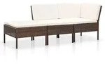 vidaXL 3-tlg. Garten-Lounge-Set mit Auflagen Poly Rattan Braun