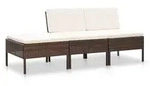 vidaXL 3-tlg. Garten-Lounge-Set mit Auflagen Poly Rattan Braun