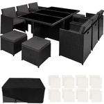 tectake Aluminium Rattan Sitzgruppe York inkl. Schutzh&uuml;lle 6+4+1 Aluminium Material