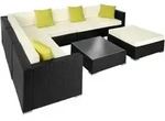 tectake Rattan Lounge mit Aluminiumgestell Marbella Schwarz