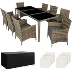 tectake Aluminium Rattan Sitzgruppe Menorca 8+1 mit Schutzh&uuml;lle Natur
