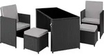 tectake Rattan Sitzgruppe Palermo 2+2+1 Schwarz/Grau