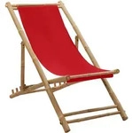 vidaXL Liegestuhl Bambus und Canvas Rot