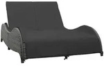 vidaXL Doppel-Sonnenliege mit Auflage Poly Rattan Anthrazit