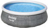 Bestway Fast Set runder aufblasbarer Pool mit Filterpumpe, graue Rattanoptik, 396 x