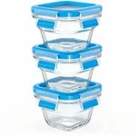 EMSA Clip & Close GLAS Frischhaltedosen, 3er Set, Frischhaltedose, Vorratsbeh&auml;lter,