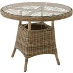 tectake Aluminium Rattan Gartentisch mit Glasplatte 91x73,5cm natur - 403640