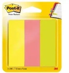 Post-it Haftmarker Rechteckig 2,5 x 7,6 cm Farbig sortiert 3 St&uuml;ck &agrave; 100 Streifen