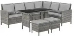SVITA MADISON Polyrattan Essgruppe Gartenm&ouml;bel Set Rattan Lounge Ecksofa grau