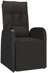 vidaXL Garten-Liegestuhl mit Auflage Poly Rattan Schwarz