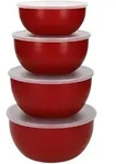KitchenAid Vorbereitungs-Sch&uuml;sseln mit Deckeln Empire Rot (4 St&uuml;ck)
