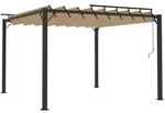 vidaXL Pergola mit Lamellendach 3x3 m Taupe Stoff und Aluminium