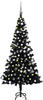 vidaXL Künstlicher Weihnachtsbaum mit LEDs & Kugeln Schwarz 120cm PVC