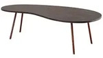 Couchtisch FineBuy Massiv 122x34,5x63cm Akazie Nierentisch Holz/Metall Holztisch